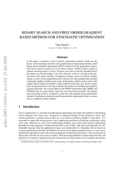 Binary Search and First Order Gradient Based Method for Stochastic
  Optimization