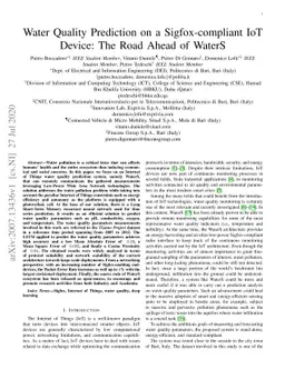 Water Quality Prediction on a Sigfox-compliant IoT Device: The Road
  Ahead of WaterS