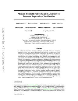 Modern Hopfield Networks and Attention for Immune Repertoire
  Classification