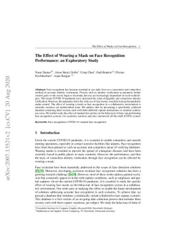 The Effect of Wearing a Mask on Face Recognition Performance: an
  Exploratory Study