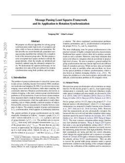 Message Passing Least Squares Framework and its Application to Rotation
  Synchronization