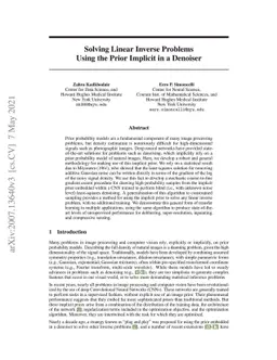 Solving Linear Inverse Problems Using the Prior Implicit in a Denoiser