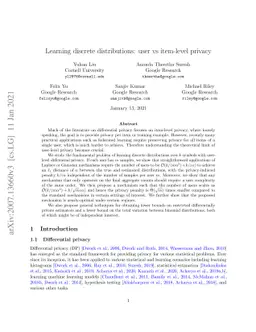 Learning discrete distributions: user vs item-level privacy