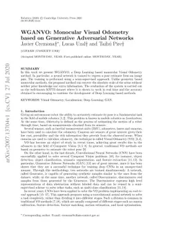 WGANVO: Monocular Visual Odometry based on Generative Adversarial
  Networks