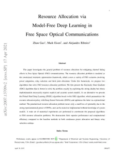 Resource Allocation via Model-Free Deep Learning in Free Space Optical
  Communications