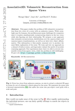 Associative3D: Volumetric Reconstruction from Sparse Views
