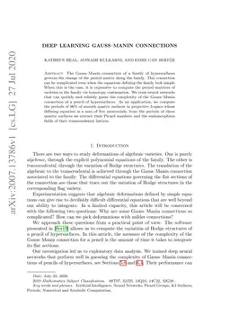 Deep Learning Gauss-Manin Connections