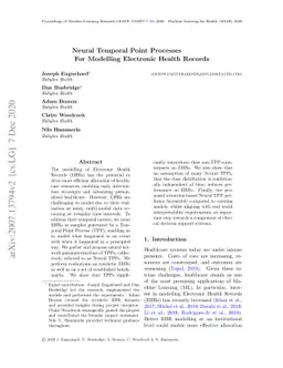 Neural Temporal Point Processes For Modelling Electronic Health Records
