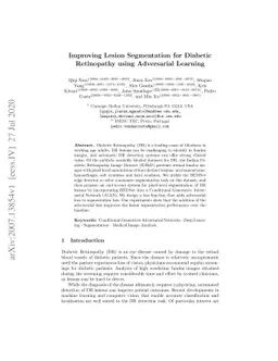 Improving Lesion Segmentation for Diabetic Retinopathy using Adversarial
  Learning