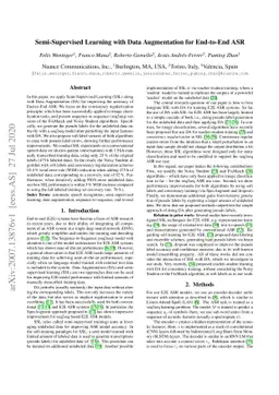 Semi-Supervised Learning with Data Augmentation for End-to-End ASR