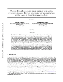 Closed-Form Expressions for Global and Local Interpretation of Tsetlin
  Machines with Applications to Explaining High-Dimensional Data