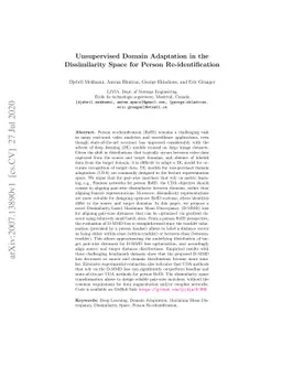 Unsupervised Domain Adaptation in the Dissimilarity Space for Person
  Re-identification