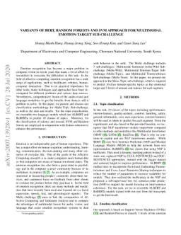 Variants of BERT, Random Forests and SVM approach for Multimodal
  Emotion-Target Sub-challenge