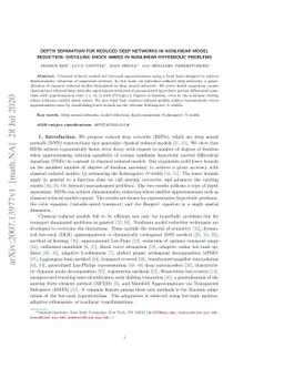 Depth separation for reduced deep networks in nonlinear model reduction:
  Distilling shock waves in nonlinear hyperbolic problems