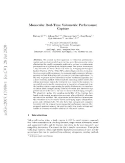 Monocular Real-Time Volumetric Performance Capture