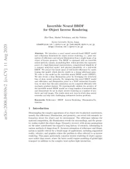 Invertible Neural BRDF for Object Inverse Rendering