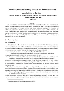 Supervised Machine Learning Techniques: An Overview with Applications to
  Banking