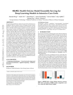 HOLMES: Health OnLine Model Ensemble Serving for Deep Learning Models in
  Intensive Care Units
