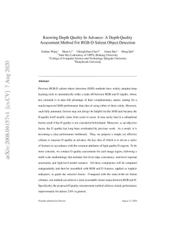 Knowing Depth Quality In Advance: A Depth Quality Assessment Method For
  RGB-D Salient Object Detection