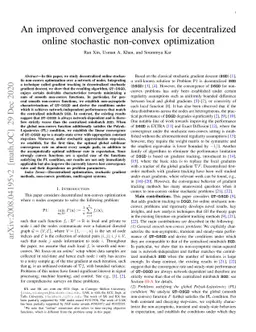 An improved convergence analysis for decentralized online stochastic
  non-convex optimization