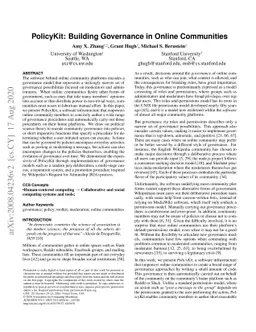 PolicyKit: Building Governance in Online Communities