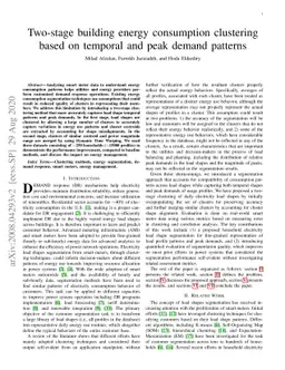 Two-stage building energy consumption clustering based on temporal and
  peak demand patterns