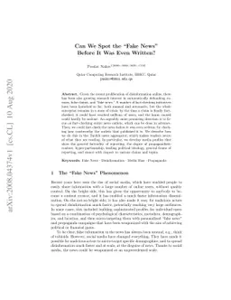 Can We Spot the "Fake News" Before It Was Even Written?