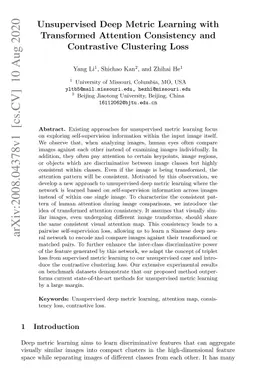 Unsupervised Deep Metric Learning with Transformed Attention Consistency
  and Contrastive Clustering Loss