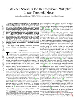 Influence Spread in the Heterogeneous Multiplex Linear Threshold Model