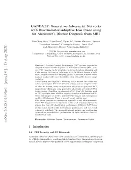 GANDALF: Generative Adversarial Networks with Discriminator-Adaptive
  Loss Fine-tuning for Alzheimer's Disease Diagnosis from MRI