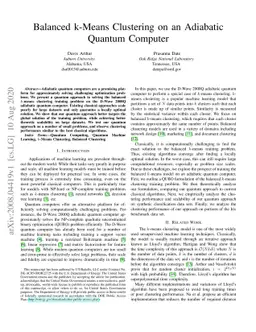 Balanced k-Means Clustering on an Adiabatic Quantum Computer