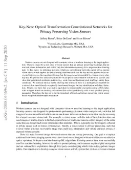 Key-Nets: Optical Transformation Convolutional Networks for Privacy
  Preserving Vision Sensors