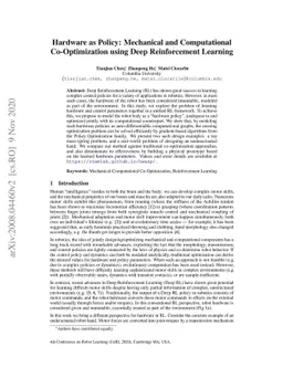 Hardware as Policy: Mechanical and Computational Co-Optimization using
  Deep Reinforcement Learning