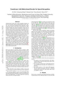 Transformer with Bidirectional Decoder for Speech Recognition