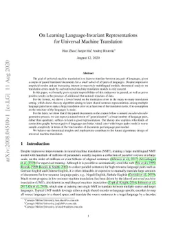 On Learning Language-Invariant Representations for Universal Machine
  Translation