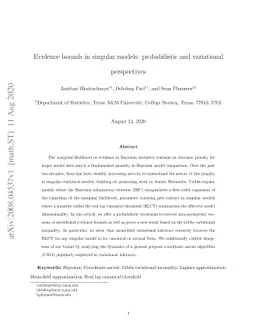 Evidence bounds in singular models: probabilistic and variational
  perspectives