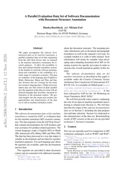 A Parallel Evaluation Data Set of Software Documentation with Document
  Structure Annotation