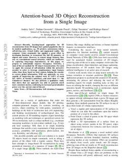Attention-based 3D Object Reconstruction from a Single Image