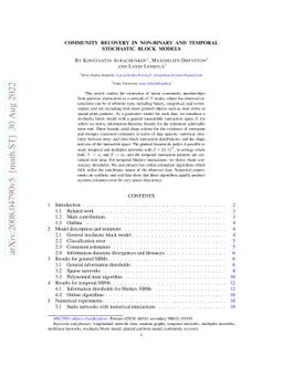 Community recovery in non-binary and temporal stochastic block models
