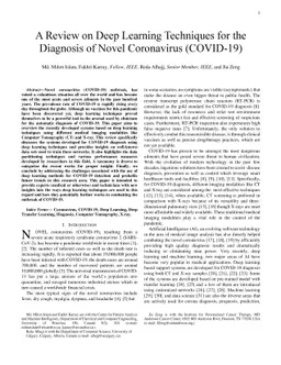 A Review on Deep Learning Techniques for the Diagnosis of Novel
  Coronavirus (COVID-19)
