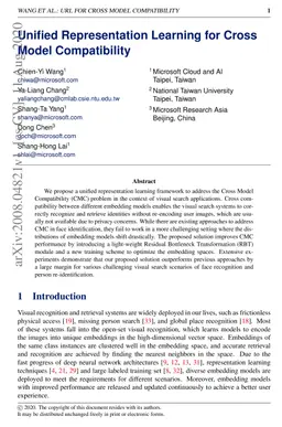 Unified Representation Learning for Cross Model Compatibility