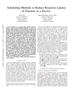 Scheduling Methods to Reduce Response Latency of Function as a Service