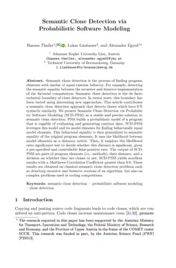 Semantic Clone Detection via Probabilistic Software Modeling