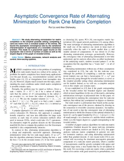 Asymptotic Convergence Rate of Alternating Minimization for Rank One
  Matrix Completion