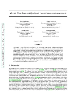 VI-Net: View-Invariant Quality of Human Movement Assessment