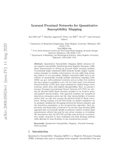 Learned Proximal Networks for Quantitative Susceptibility Mapping