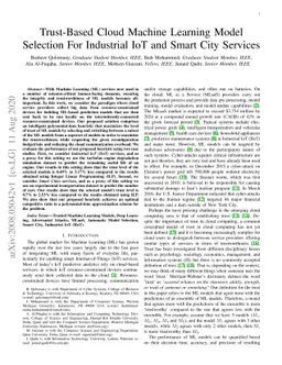 Trust-Based Cloud Machine Learning Model Selection For Industrial IoT
  and Smart City Services