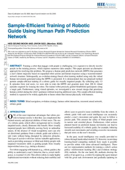 Sample-Efficient Training of Robotic Guide Using Human Path Prediction
  Network