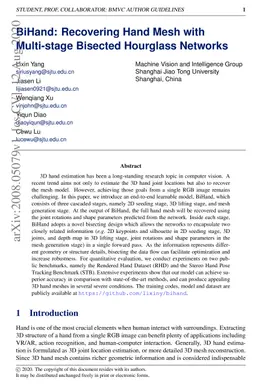 BiHand: Recovering Hand Mesh with Multi-stage Bisected Hourglass
  Networks