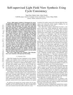 Self-supervised Light Field View Synthesis Using Cycle Consistency
